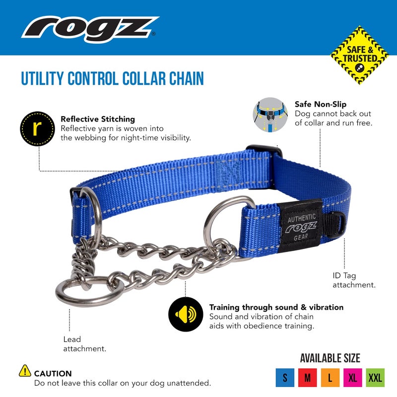 Rogz Reflective Nylon Choke Collar; Slip Show Obedience Training Gentle Choker for Medium Dogs, Purple - Image 2
